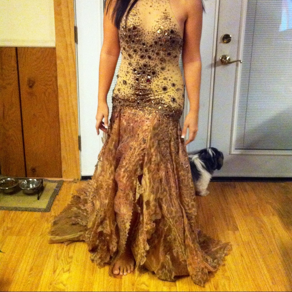 Brown Couture prom dress/ evening gown